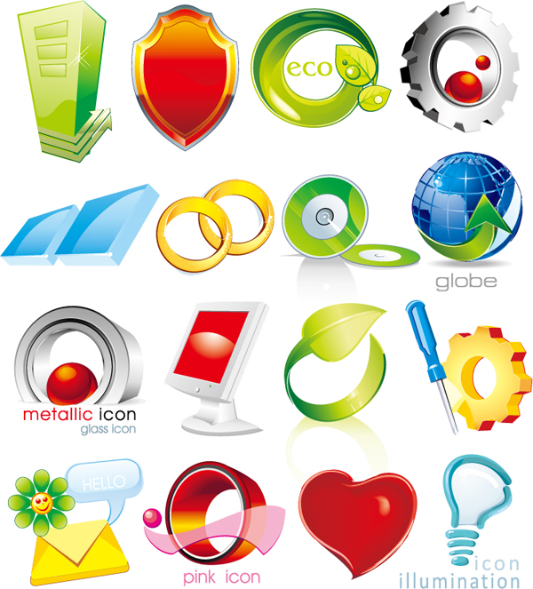 Chassis, leaves, beads, gear, tools, light bulbs vector 