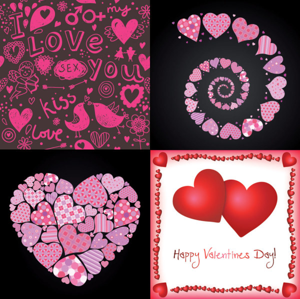 4 lovely Valentine element vector material