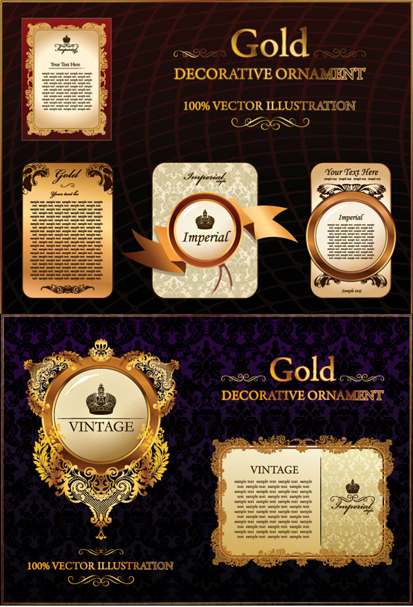 European pattern golden lace pattern vector material