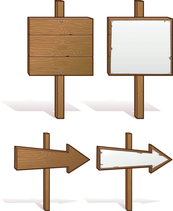 Wooden sign vector material