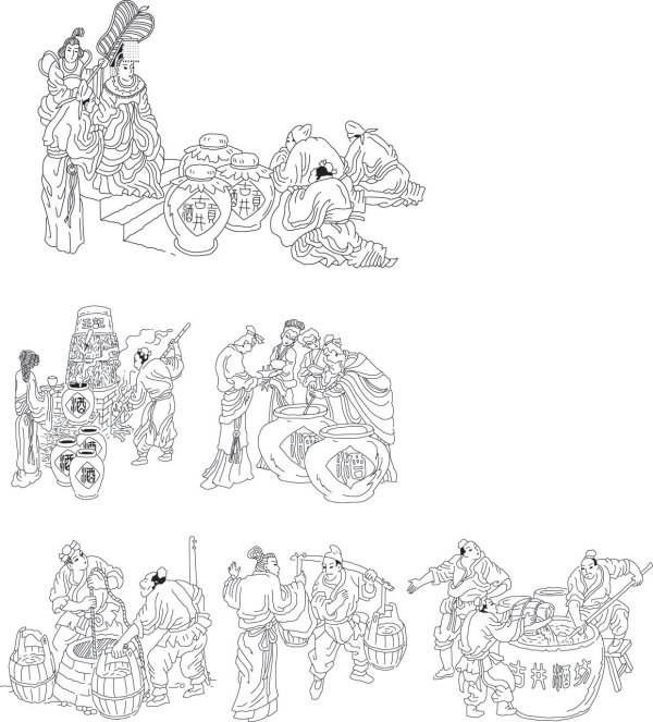 Vector of ancient wine