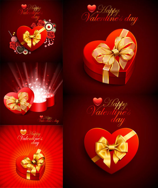 Beautiful heart-shaped gift box - vector material
