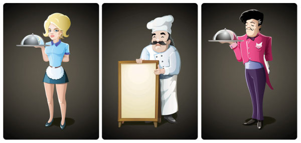 Waiter cartoon - Vector