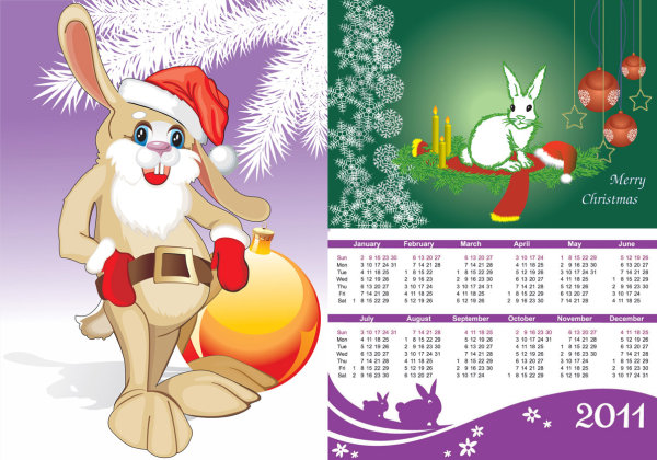  2011 Year of the Rabbit Calendar Vector