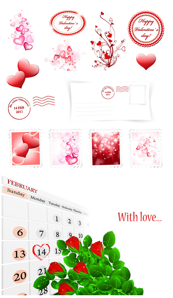 ++Valentine's Day romantic element vector material++