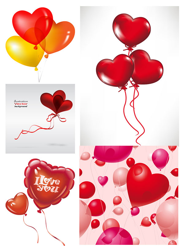 Romantic heart-shaped balloons Vector
