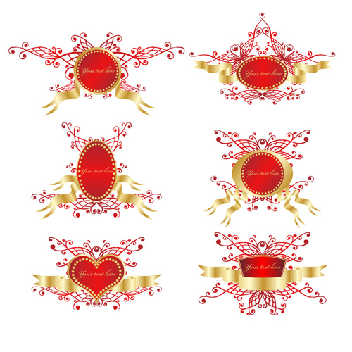 Romantic Ribbon Vector shield badge