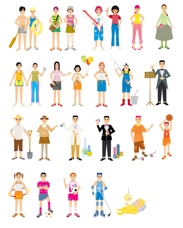 Colorful characters vector material