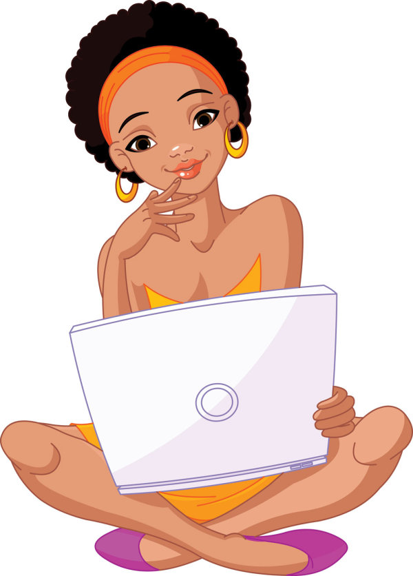 Girl and computer 04 - vector
