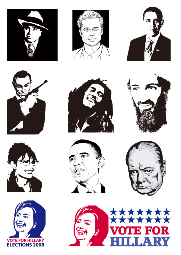 Many well-known international figures vector material