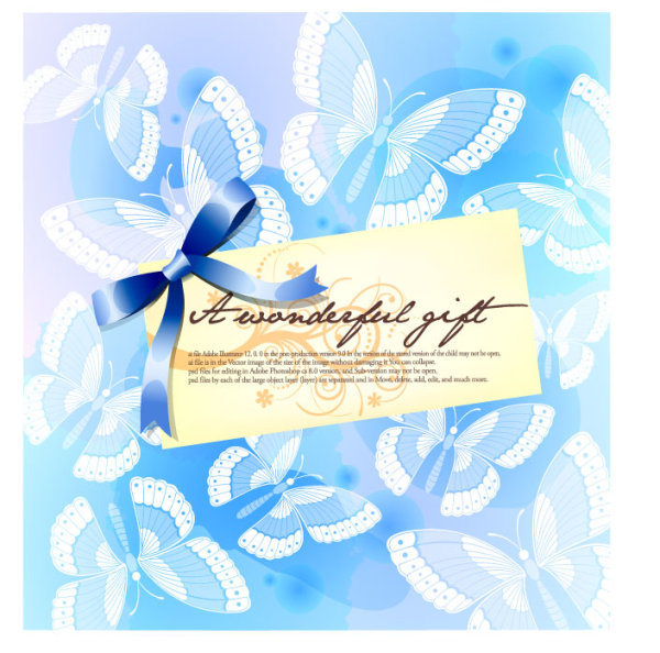 Butterfly pattern background card template vector material -1