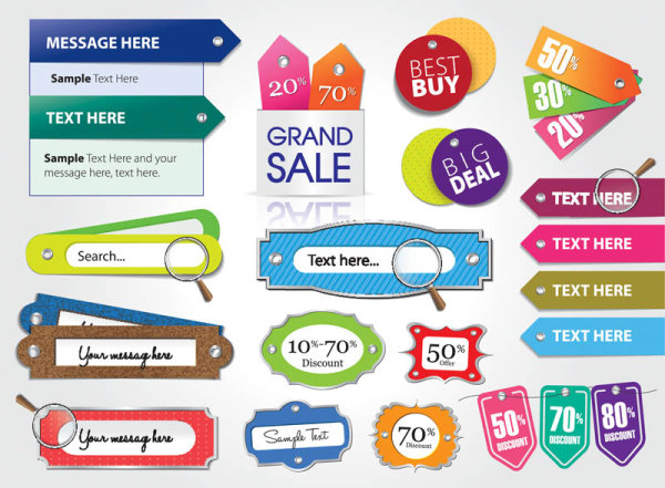 &nbsp;Beautiful color labels 02 - vector