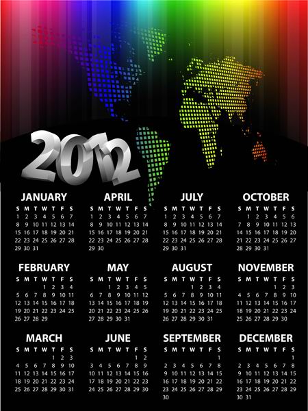 2012 calendar template vector material