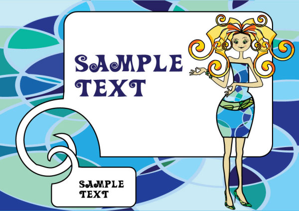 Cartoon beauty image 03 - vector material