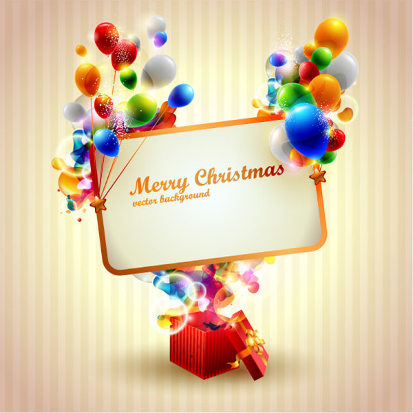 Brilliant Christmas gift box 04 - vector material