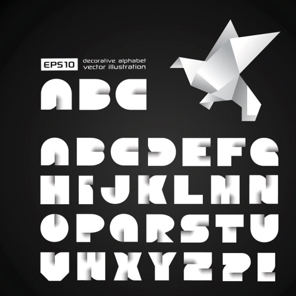 Creative Origami alphabet - vector material