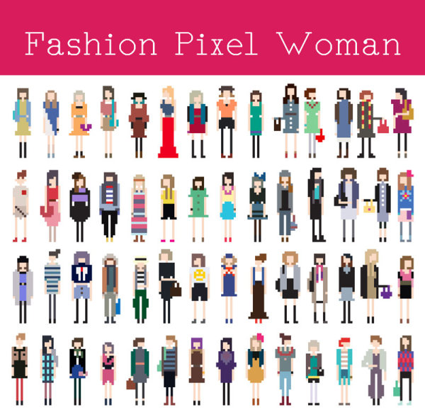 Cartoon character pixel art 04 - vector material