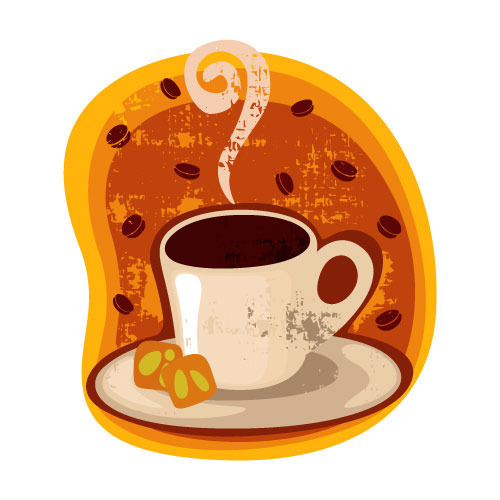 Cartoon coffee cup mount 03 - vector material