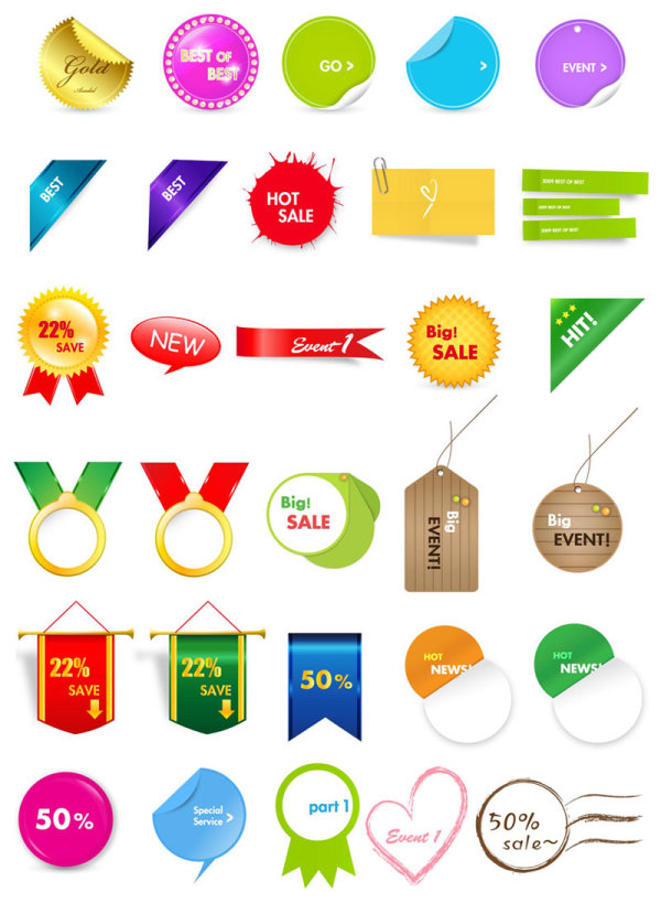 Cartoon label stickers - vector material