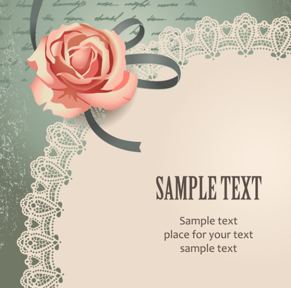 Vintage Roses Card text template vector material -1