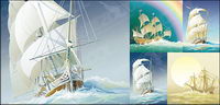 exquisite ancient sailing vector material