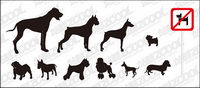 Vector silhouette of a variety of dog material