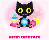 Cute black cat vector material