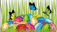 Easter card butterflies and decorated eggs 04 - vector