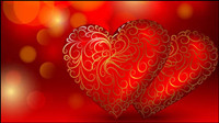 Beautiful red heart background - vector material