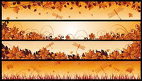 Autumn, dragonflies, leaves Vector