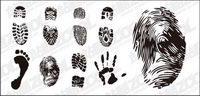 Footprints, fingerprints and palm vector material