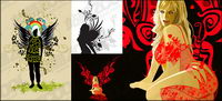 3 of the wings of female pattern vector material