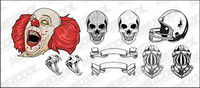 Skulls helmet skull clown vector material