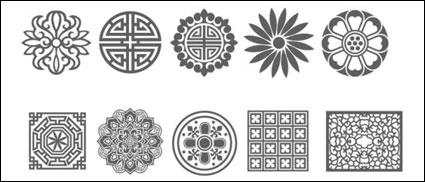 Traditional pattern set vector material