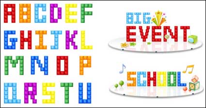 Tetris letters and numbers vector material