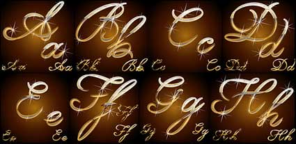 Sparkling metallic material handwritten letters Vector