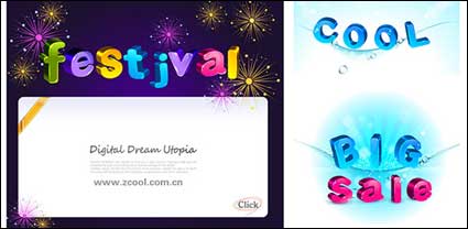 Lovely color three-dimensional letters and numbers vector material