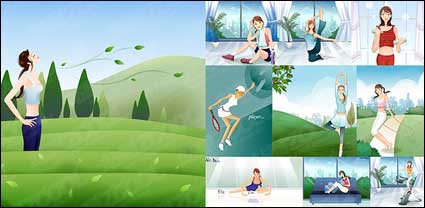 10 fashion girl illustration vector material movement