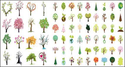 Variety of trees vector material