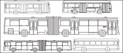 Kinds of line drawing car bus vector material