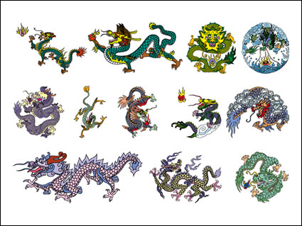 Chinese Classical Dragon Six vector material