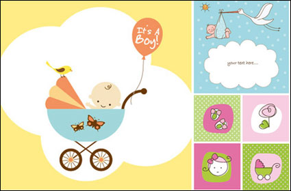 Vector cute baby items subject