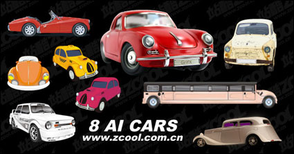 8 beautiful car vector material