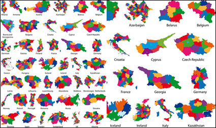 Colorful map silhouette vector material -2