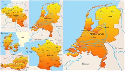Europe geographical map 02-- vector material