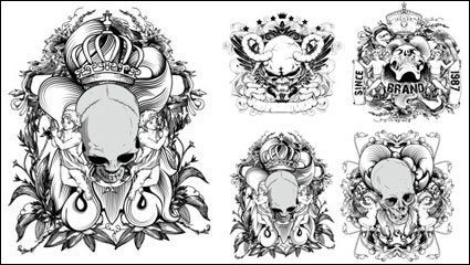 Hand-drawn line draft devil and the angel - vector material