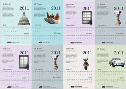6 exquisite 2011 Calendar Template - Vector