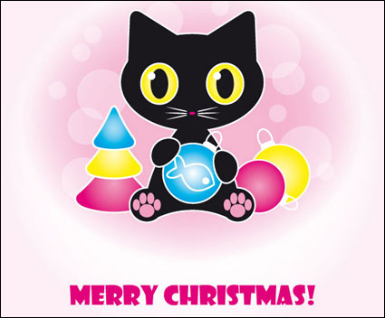 Cute black cat vector material