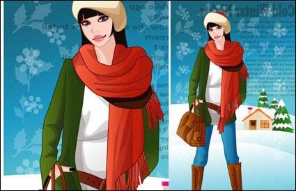 Vector winter woman