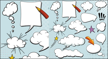 Cartoon-style mushroom cloud layer dialog 04-- vector material